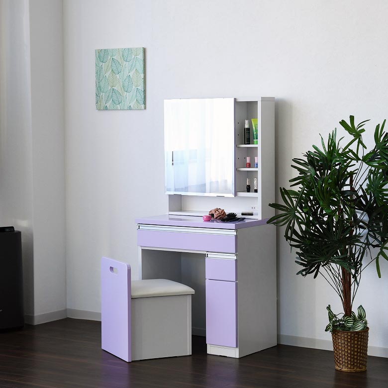 未来商会 ドレッサー 化粧台 おしゃれ コンパクト スツール付き 姫鏡台