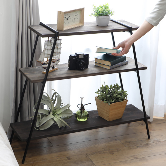 アイアンレッグラック 3段 オープンラック 観葉植物 収納 棚 おしゃれ