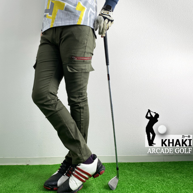 ゴルフパンツ メンズ ストレッチ ゴルフウェア カーゴパンツ 細身 美脚