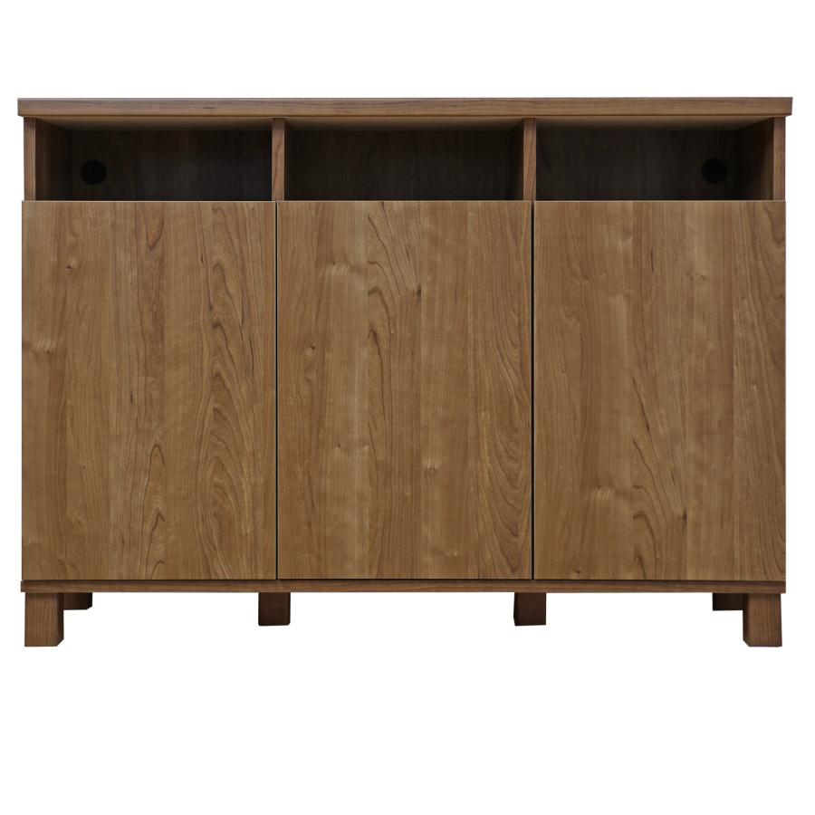 タカシン家具工業 キャビネット サイドボード 木製 3列 薄型 木目 奥行