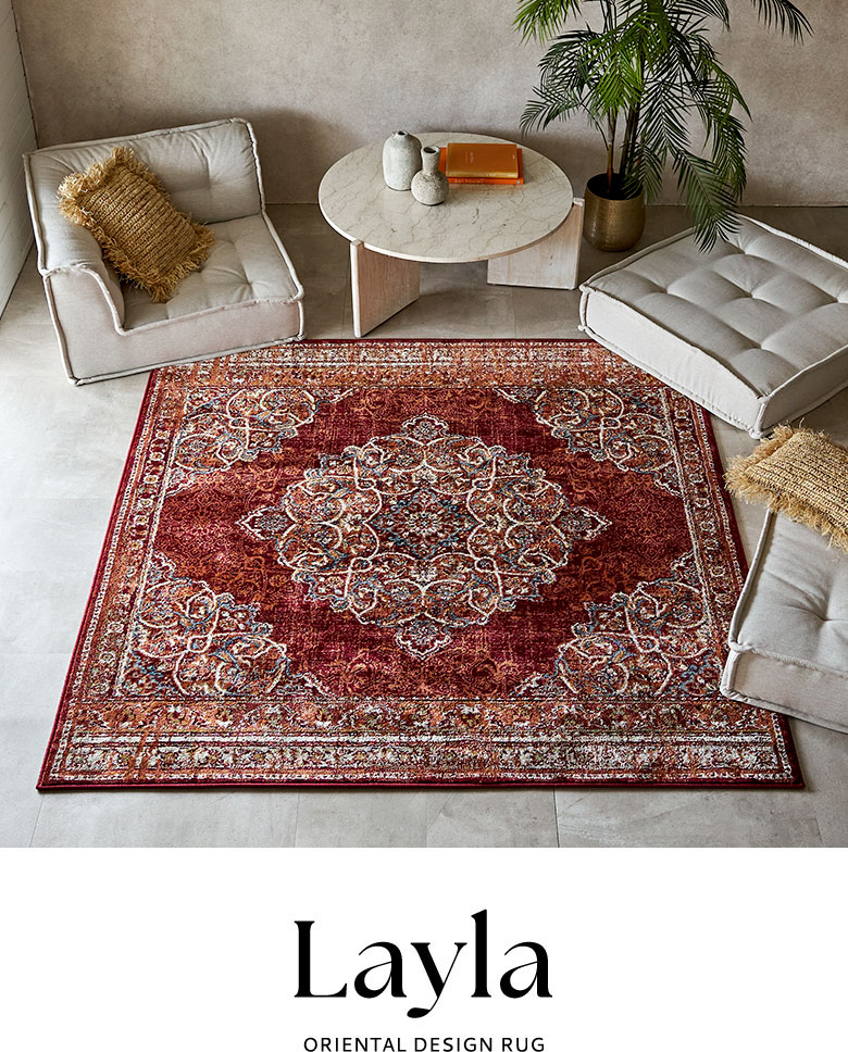 ラグ マット 185×185cm 正方形 ペルシャ 絨毯 風 ホット カーペット 床