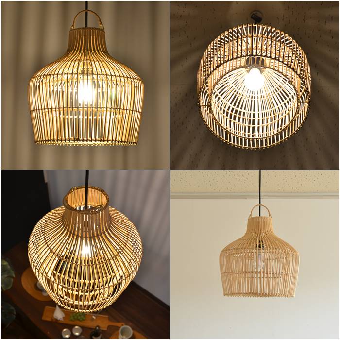 ラタン ペンダントライト ダブル編み たまねぎ型 吊り下げ アジアン