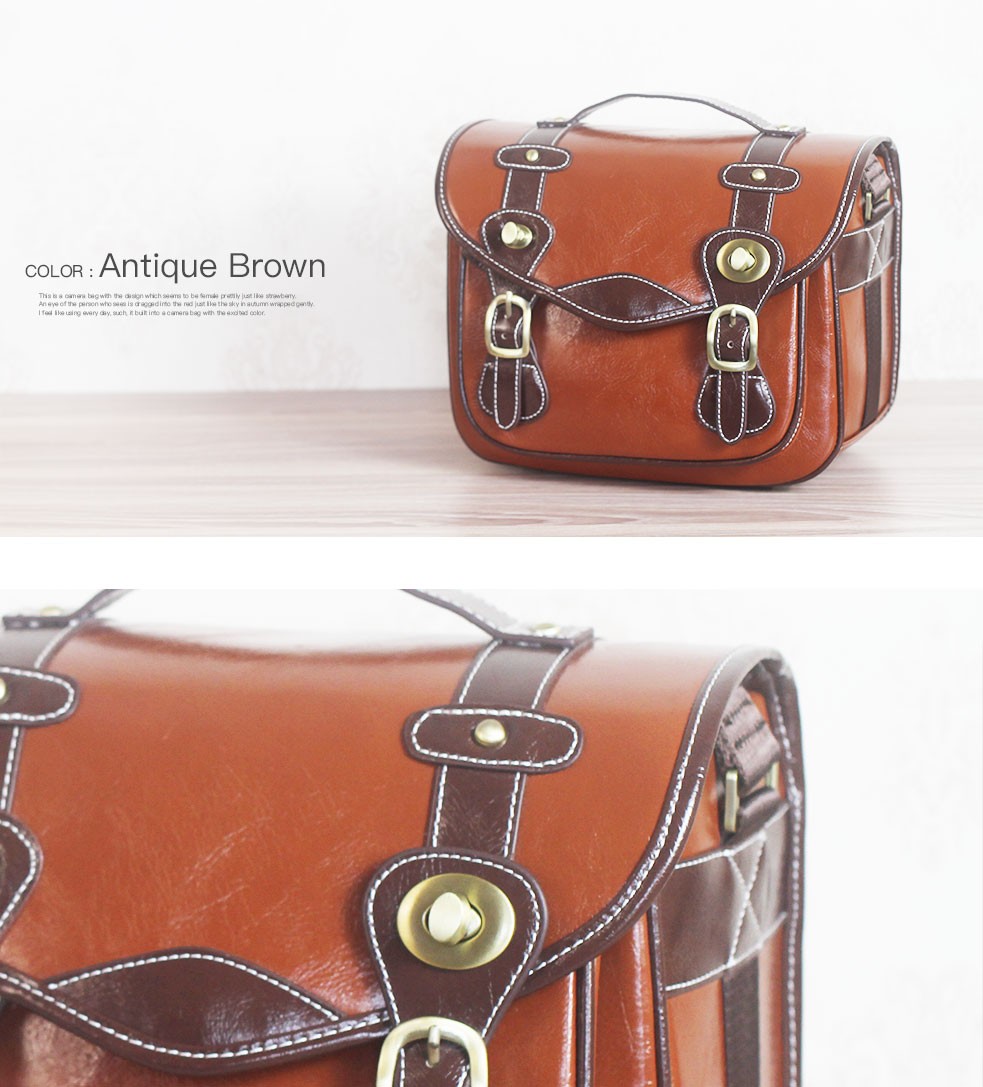 カメラバッグ ショルダータイプ たっぷり入るLサイズ アンティーク調