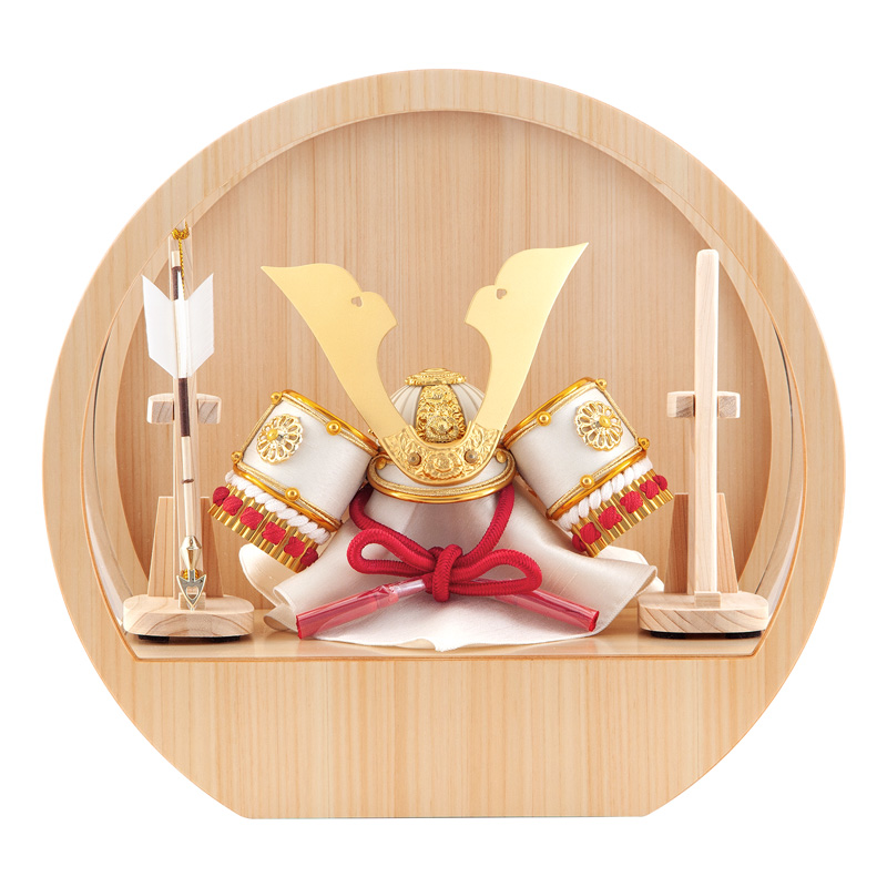五月人形 コンパクト 兜ケース飾り 兜飾り BLESS 木製ラウンドケース