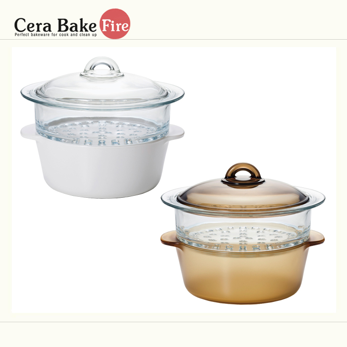 ADERIA セラベイク ファイア スチーマー鍋 耐熱ガラス 蒸し料理