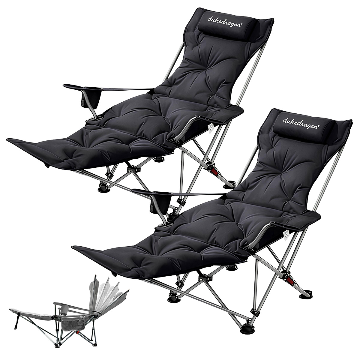2脚セット リクライニング アウトドアチェア 折りたたみ式