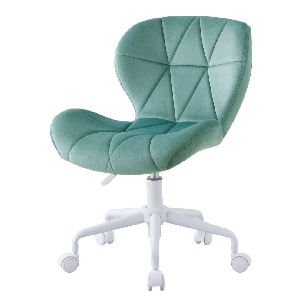 ASHEL デスクチェア おしゃれ ベロア キャスター 白脚 かわいい 韓国