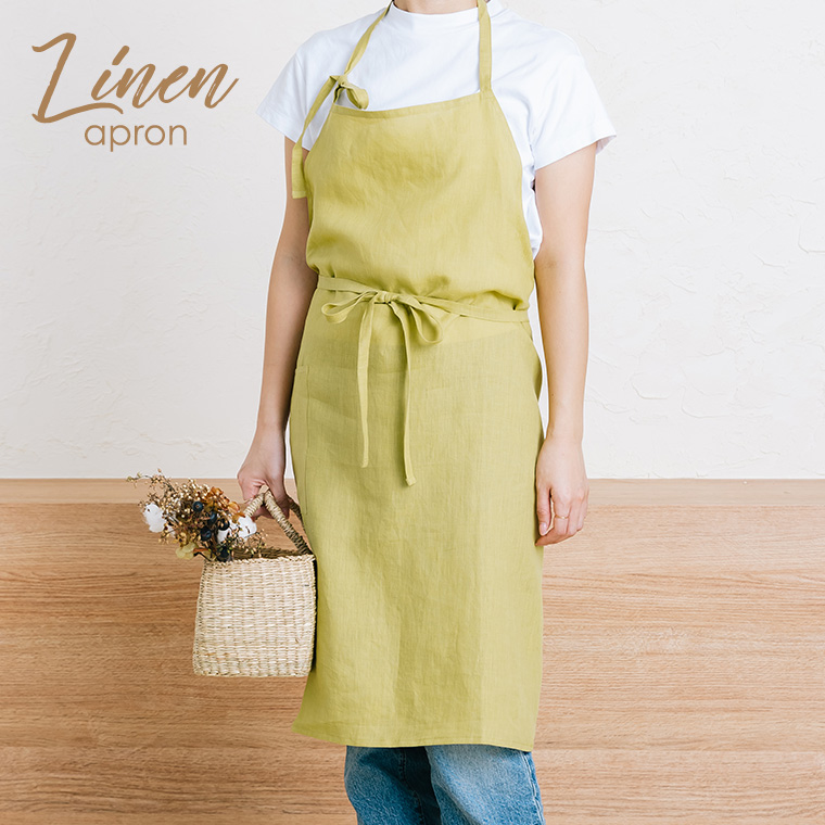 エプロン リネンエプロン 日本製 リネン100% ストライプ 北欧 キッチン