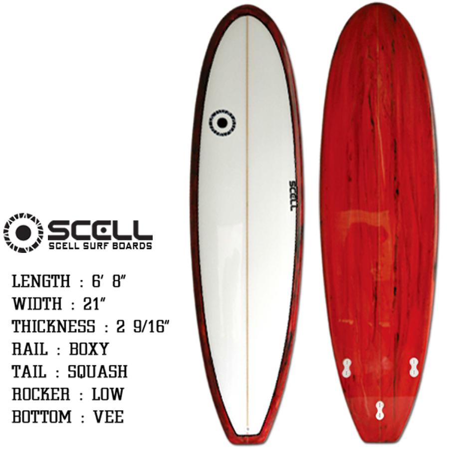 SCELL セル サーフィン サーフボード ファンボード6'8 赤 レッド RD