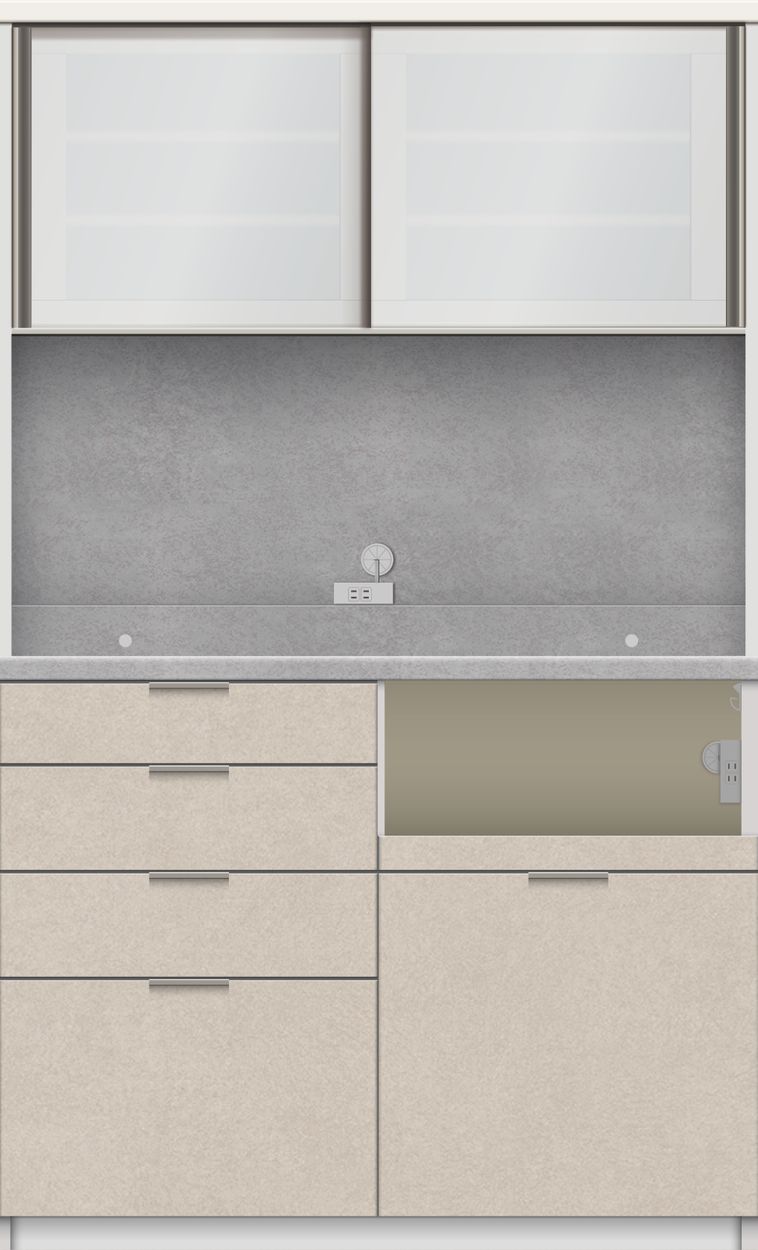 パモウナ 食器棚 幅120cm 奥行50cm 高さ198cm RU 完成品 棚 国産