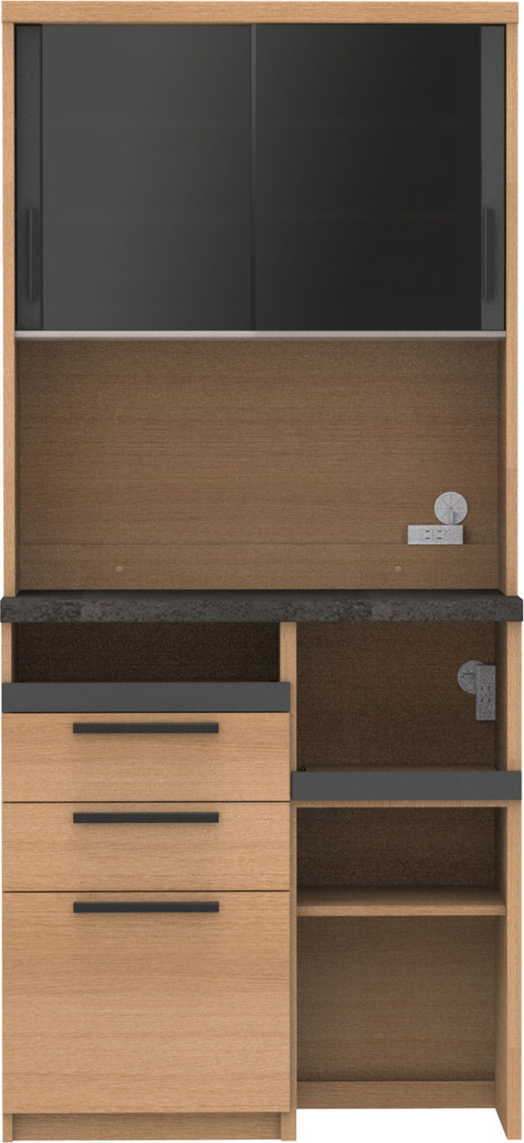 パモウナ 食器棚 スリム 幅90cm 奥行45cm 高さ198cm SY 完成品 棚 国産