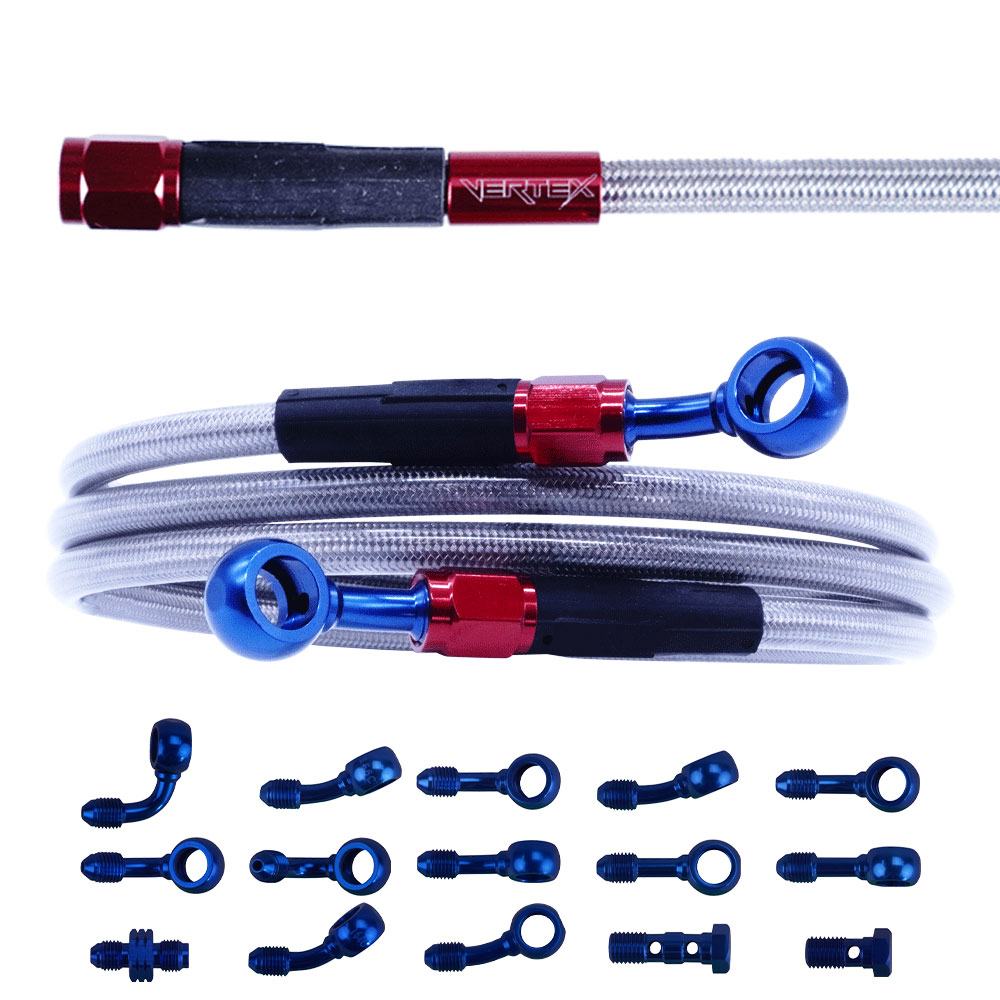 ZX-14R メッシュ クラッチホース クラッチ 10cmロング クリア ブルー