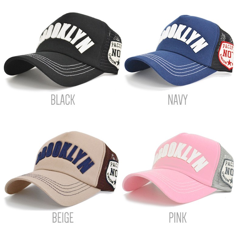 帽子 メッシュキャップ CAP BROOKLYN ワッペン 刺繍 アップリケ 4色