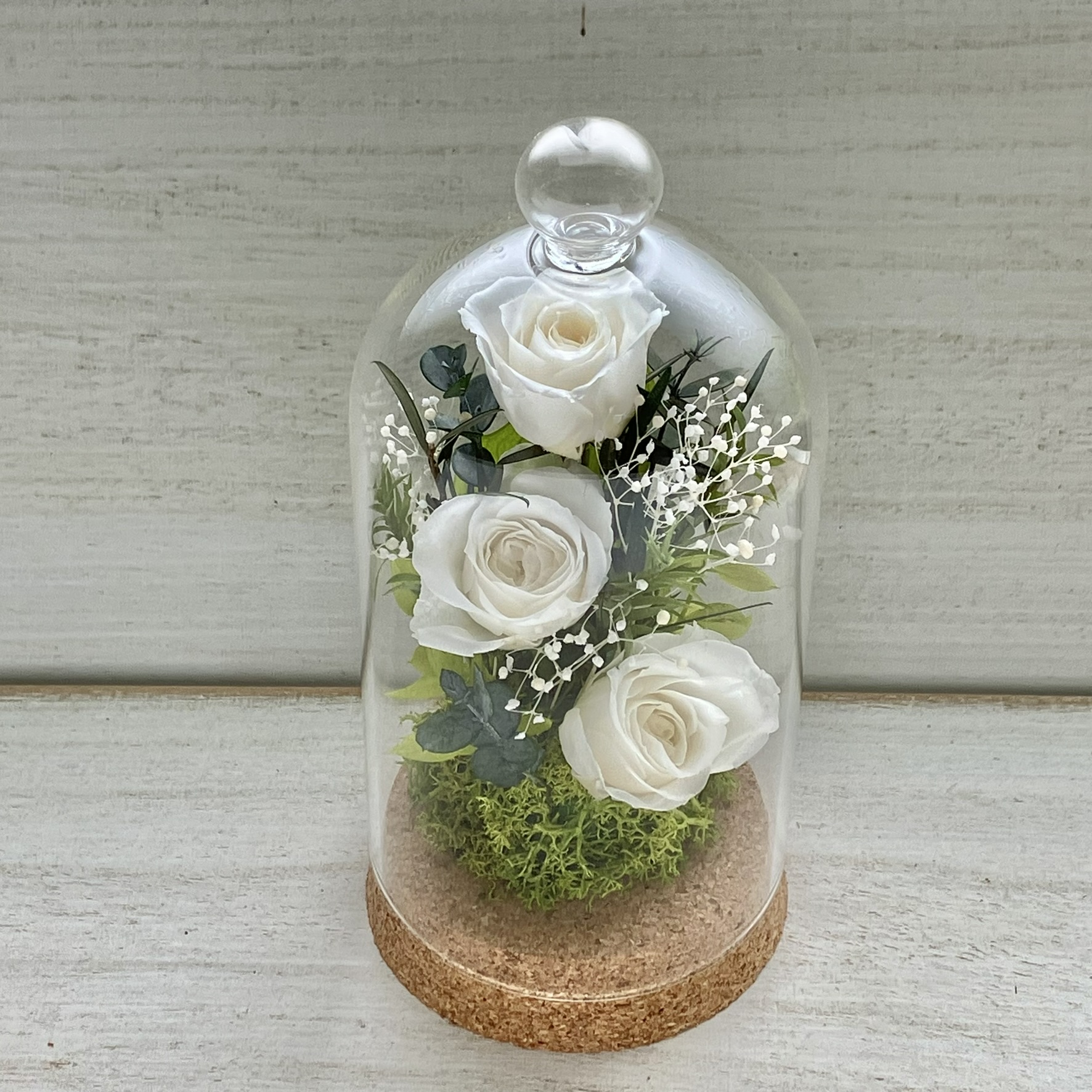 プリザーブドフラワー 仏花 ガラス ドーム アレンジメント お供え 花