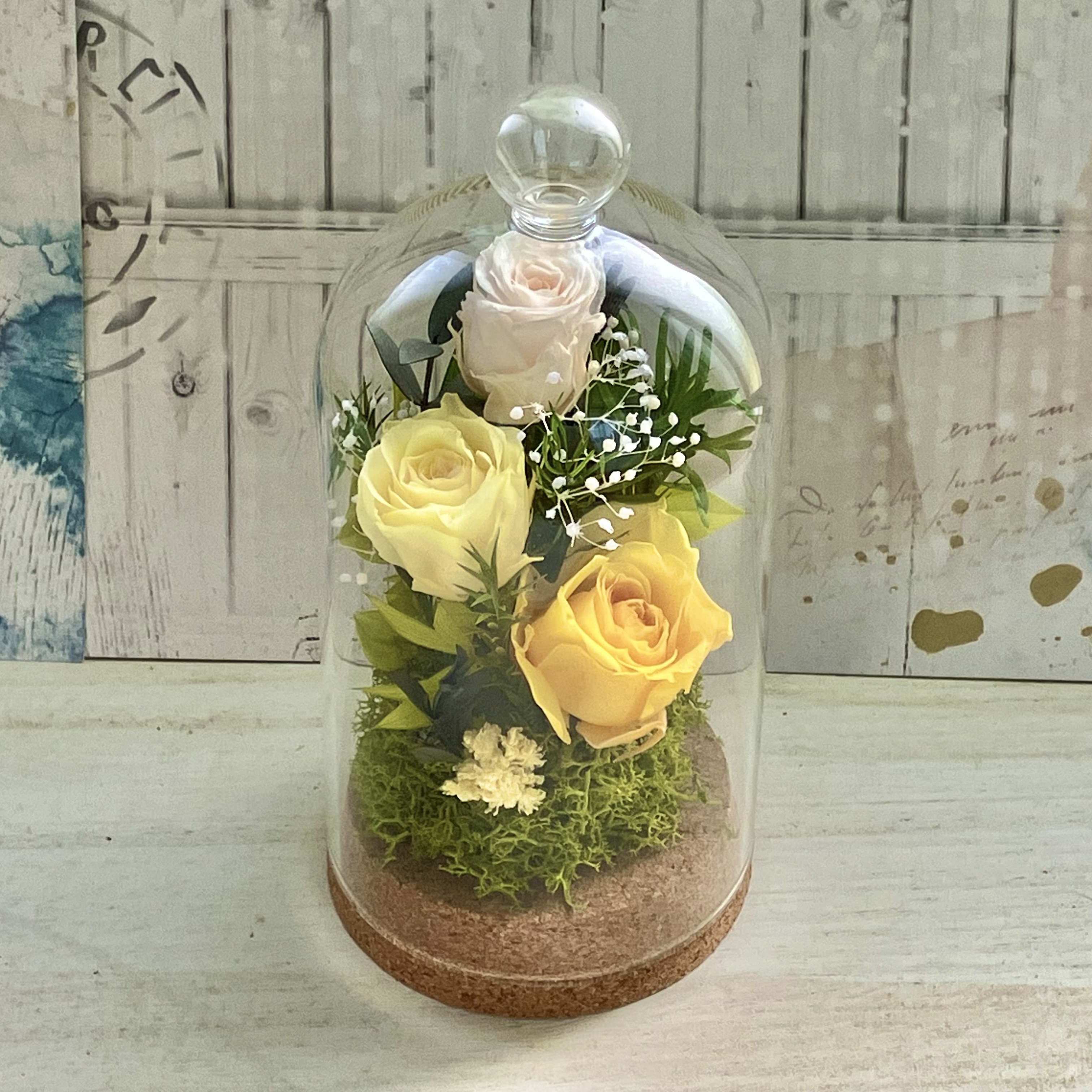 プリザーブドフラワー 仏花 ガラス ドーム アレンジメント お供え 花