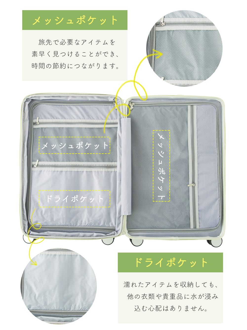 CICIBELLA スーツケース Mサイズ キャリーケース キャリーバッグ 4-7泊