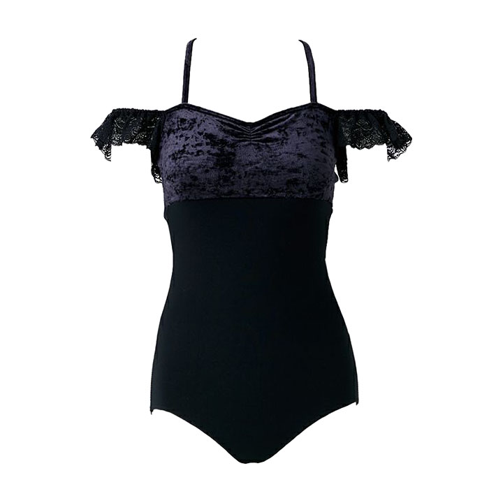 バレエ レオタード 大人 子供 レディース 日本製 黒 レース ベロア