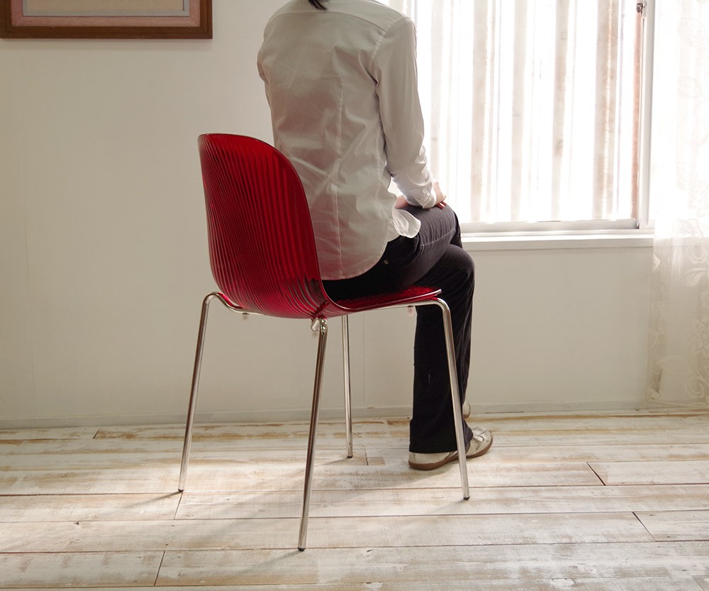 デザイナーズ ダイニングチェア イタリア製 Ocean クリアレッド 完成品