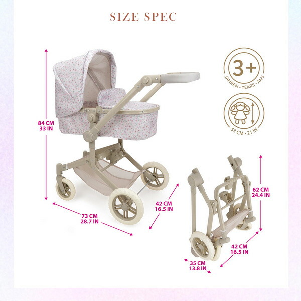 509 Crew リトル フローラ 2-in-1 お人形用 ベビーカー バギー ドール