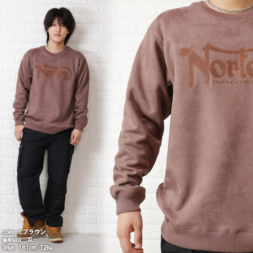 ノートン（NORTON） フェイクスウェード トレーナー メンズ 刺繍 ロゴ