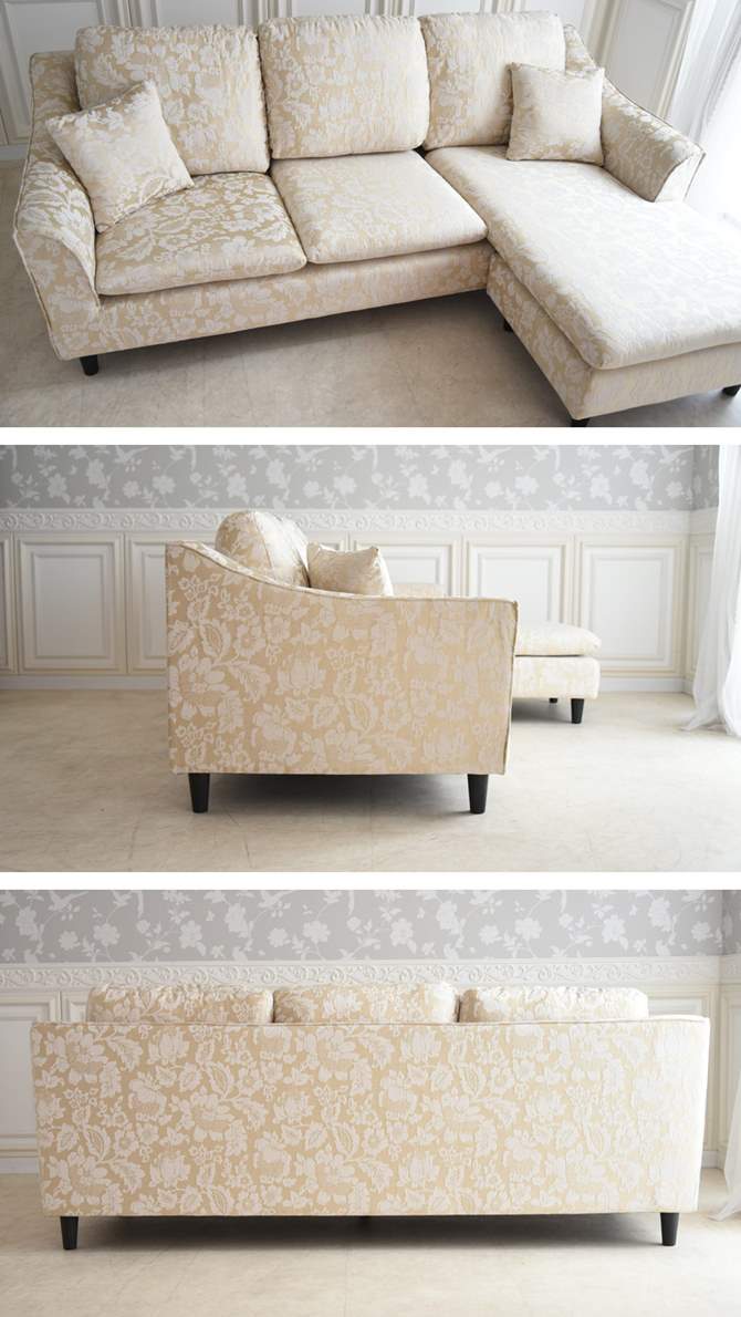 3WAYカウチソファー ベージュFAB ヨーロピアン カウチ 姫系 ロココ調