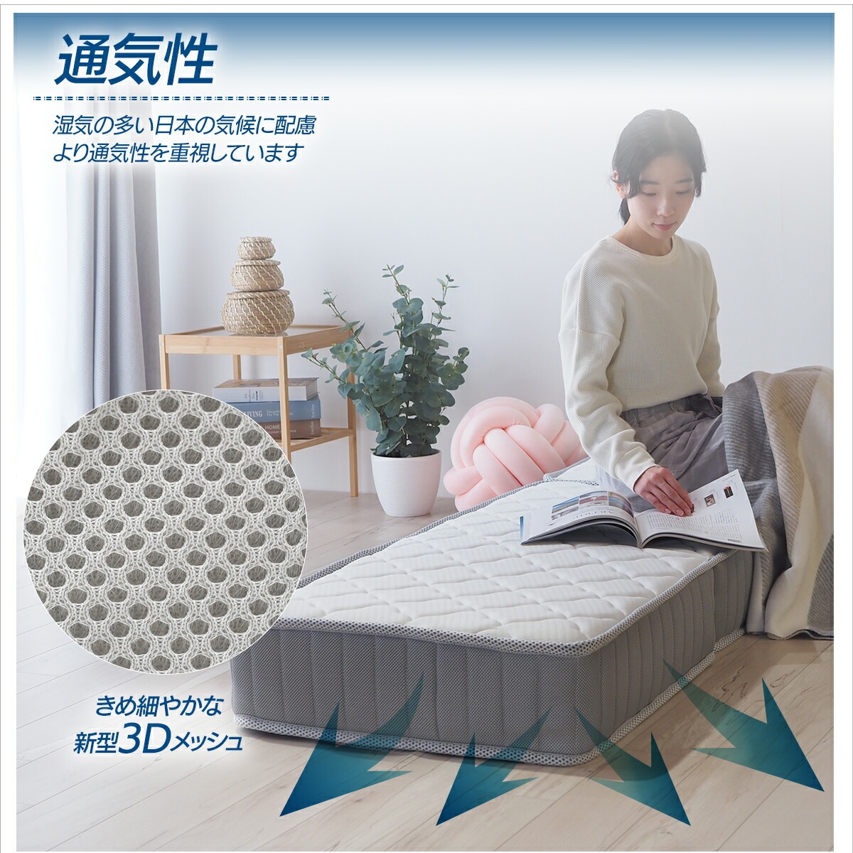 ベッドアンドマットレス マットレス ダブル 折りたたみ 三つ折り