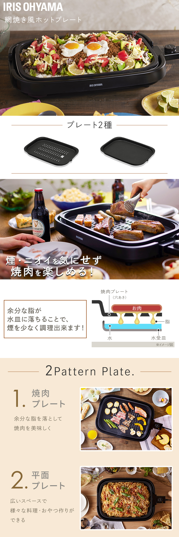 IRIS OHYAMA（アイリスオーヤマ） ホットプレート 焼肉プレート 網焼き