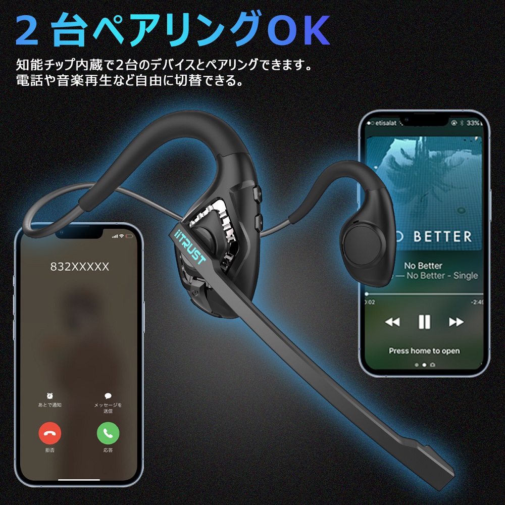 bluetooth ヘッドセット マイク付き ワイヤレス イヤホン Bluetooth5.2