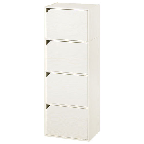 ぼん家具 本棚 カラーボックス 扉付き コミックラック 4段 おしゃれ