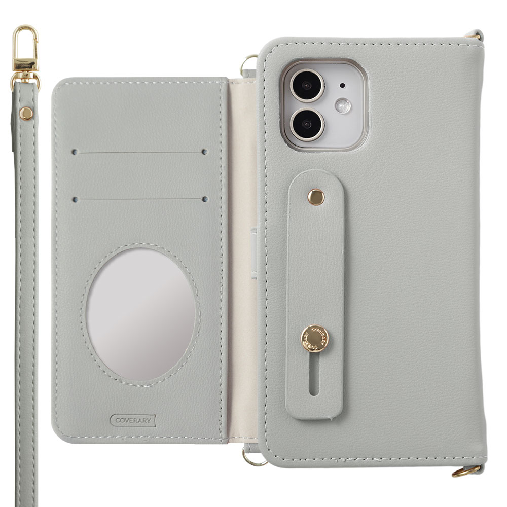 iPhone12 ケース mini pro max 手帳型 ブランド おしゃれ ミラー付き