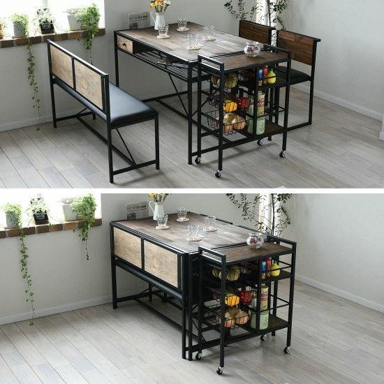 天然木 アイアン キッチンワゴン キャスター付き ワゴン 棚 バスケット