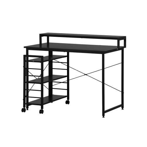 パソコンデスク キャスター付き 棚付き 収納付 自由移動ラック付き PC