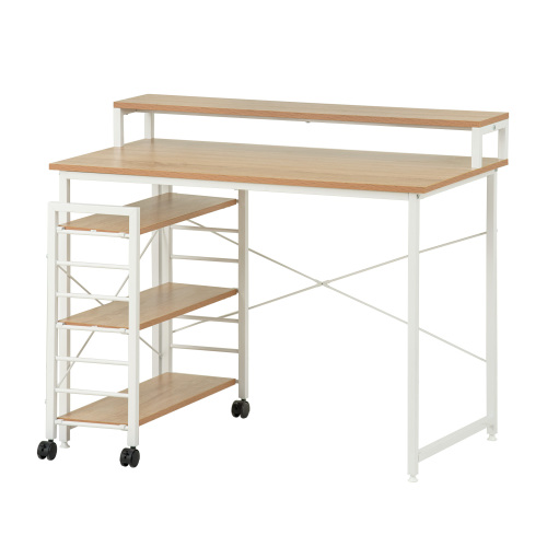 パソコンデスク キャスター付き 棚付き 収納付 自由移動ラック付き PC