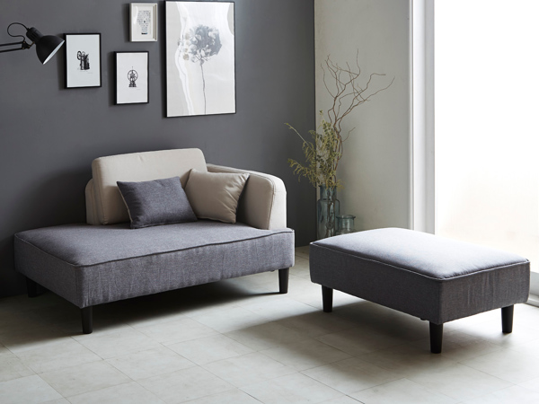 カウチソファ 2点セット バイカラー ワイドスツール コンセント 脚付き