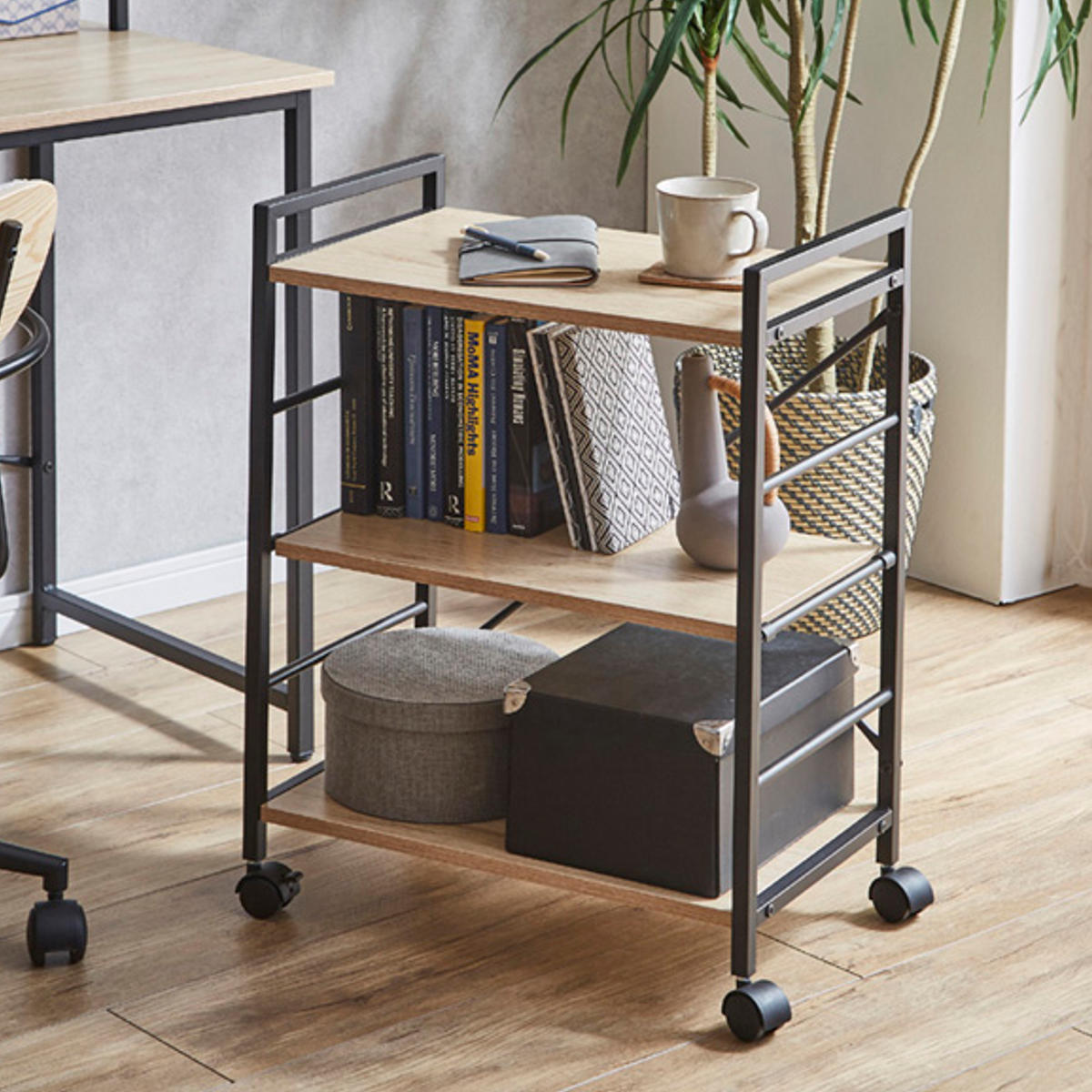 ワゴン 高さ69cm 3段 木製 アイアン （ カート キャスター付 収納