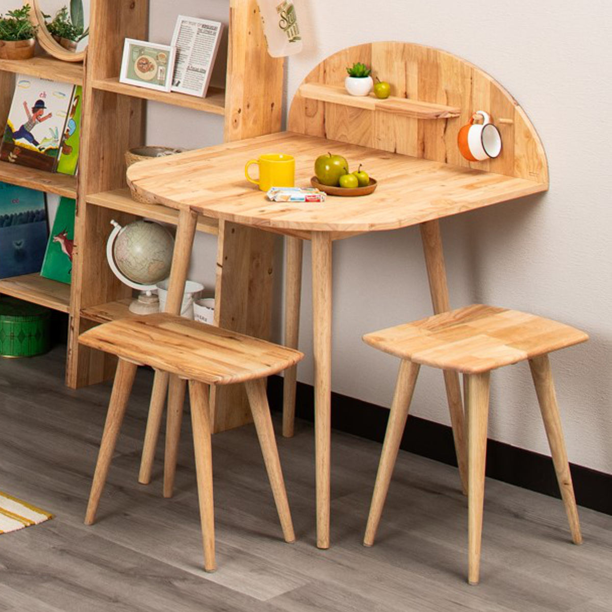 ダイニングテーブルセット 2人掛け 3点セット テーブル幅80cm 半円型