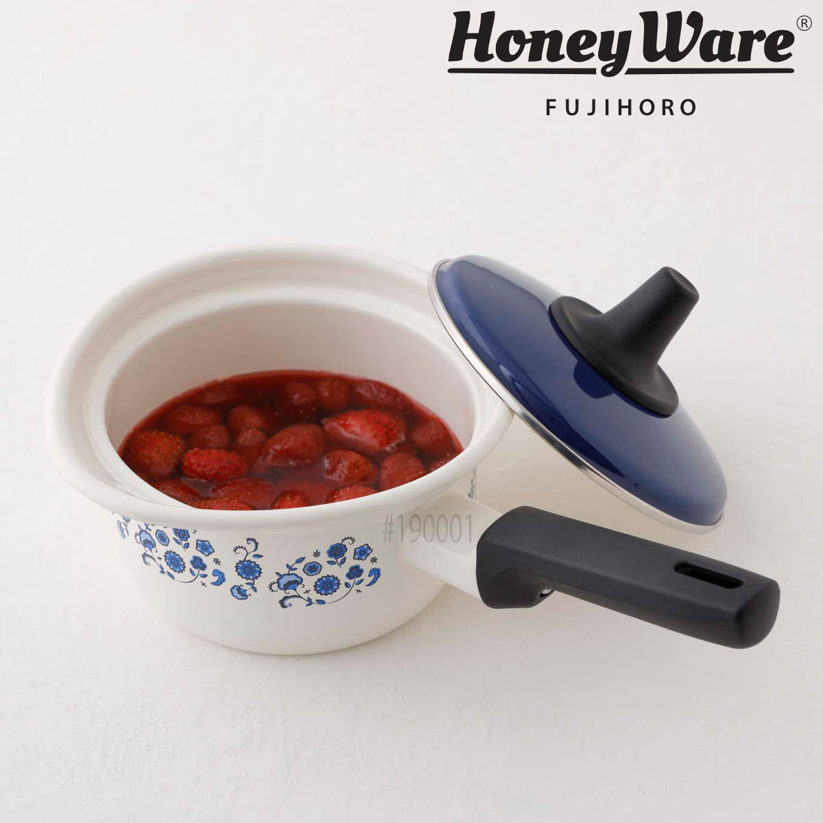 富士ホーロー ミルクパン 14cm IH対応 メモリーズ ブルーフラワー 片手