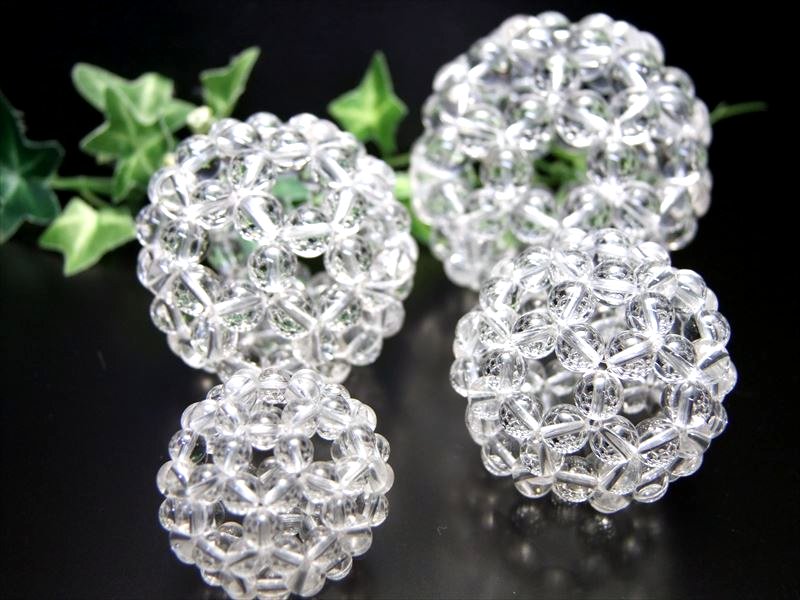 制作保証書付き 水晶 フラーレン 約8mm珠使用 直径約52ミリ 重さ約58g