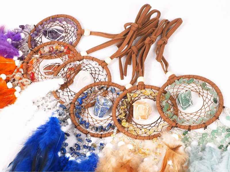 選べる6種のサンキャッチャー 天然石のフェザードリームキャッチャー