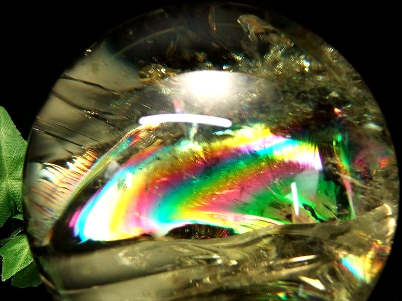 ほぼ全面 虹入り S級 レインボー シトリン 丸玉 座付き 直径約71mm 重