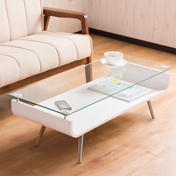 テーブル ガラス 木製 センターテーブル 曲げ木 ガラステーブル 強化