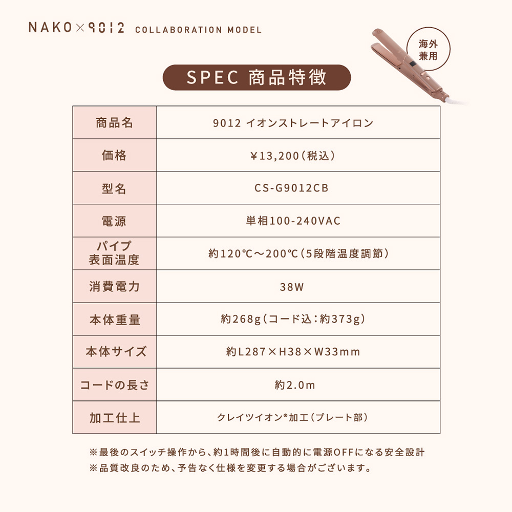 CREATEs（クレイツ） ストレートアイロン 9012 イオンストレート