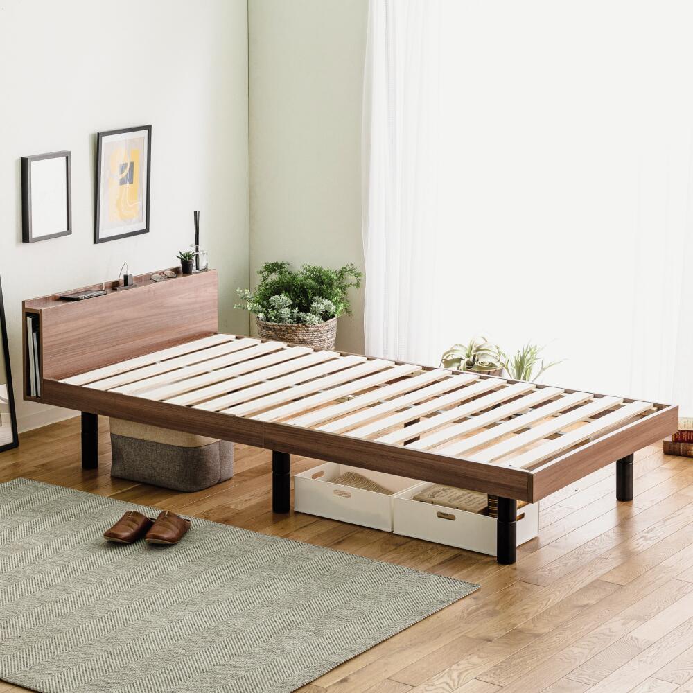 すのこベッド ベッドフレーム シングル セミダブル 宮棚 3段階高さ調整