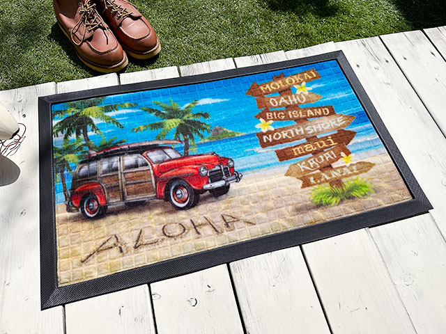 ハワイアン ラバーマット （サーフウッディワゴン） □ アメリカン雑貨