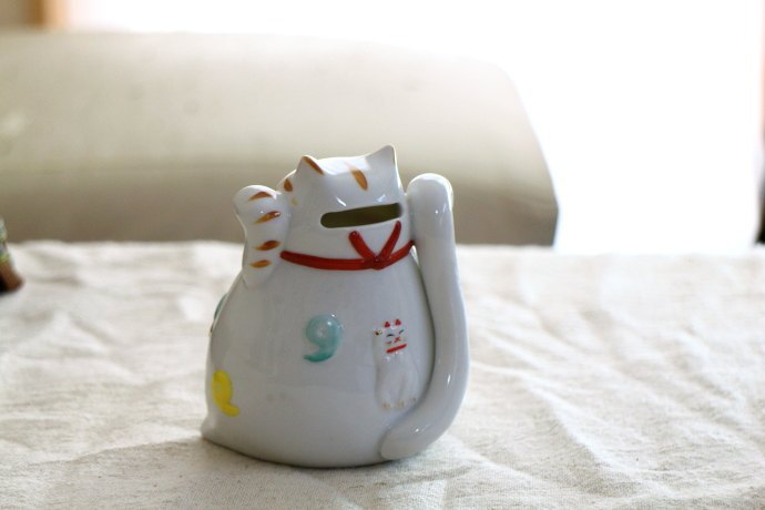 招き猫 貯金箱 お取り寄せ 陶器 置物 ネコバンク ねこ 運気アップ 風水
