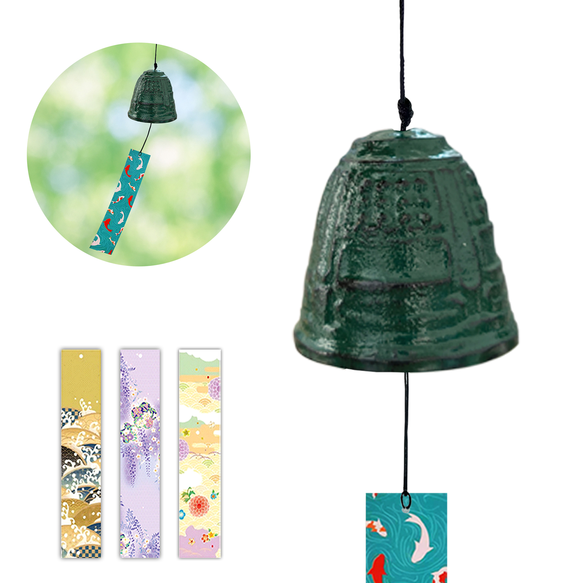 風鈴 鉄器製 手作り 13種類から選べる 短冊4枚付き 和風 耐久性 夏の