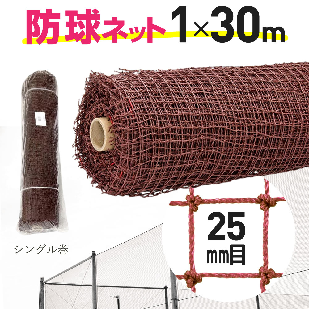 ダイオ 公式 防球ネット ロール 25mm角目 1m×30m 目立ちにくい茶