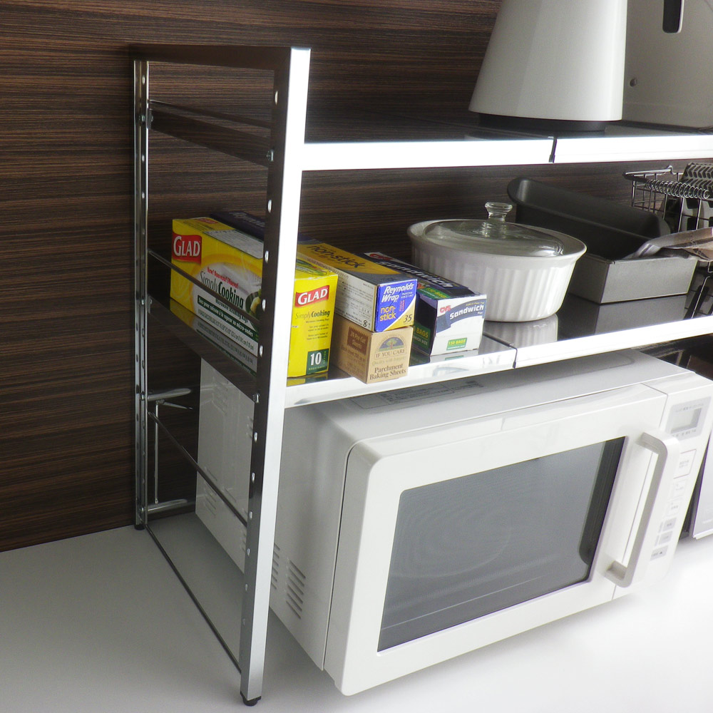 dinos（ディノス） 調理家電が置ける頑丈ステンレス伸縮天板ラック 2段