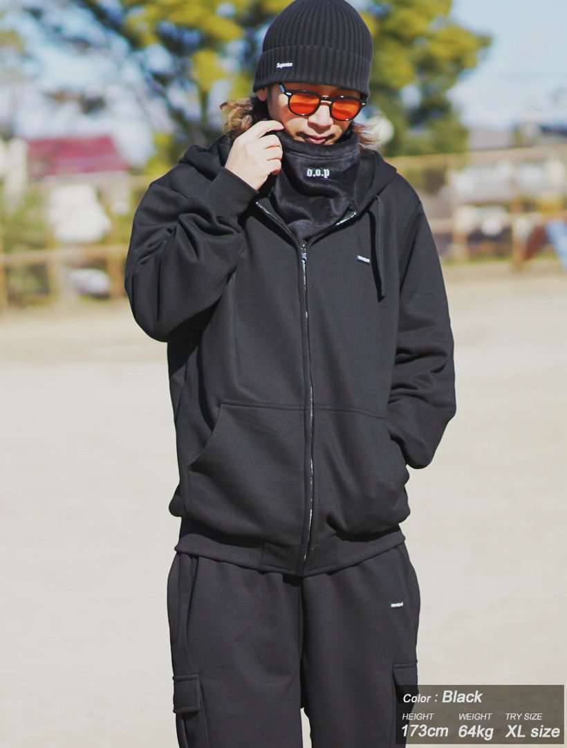 セットアップ メンズ 大きいサイズ ネックウォーマー付きパーカー
