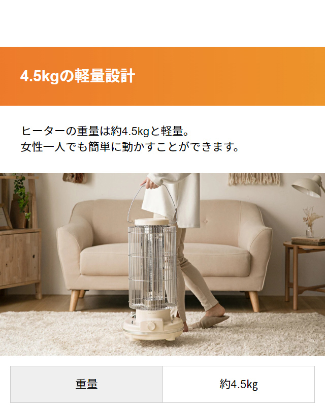 AND・DECO ヒーター カーボンヒーター 小型 足元 レトロヒーター 電気